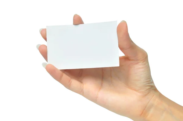 Tarjeta en blanco en una mano — Foto de Stock