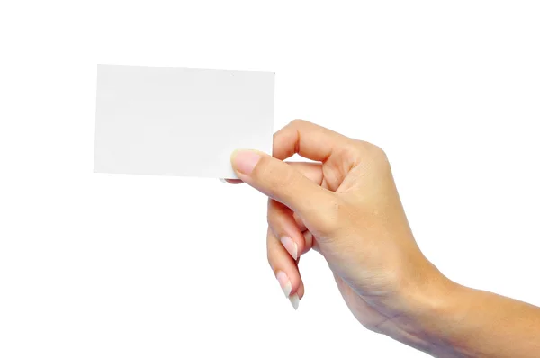 Tarjeta en blanco en una mano — Foto de Stock