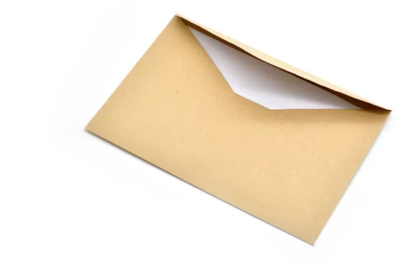 Opened brown envelope with paper — Stock Photo, Image