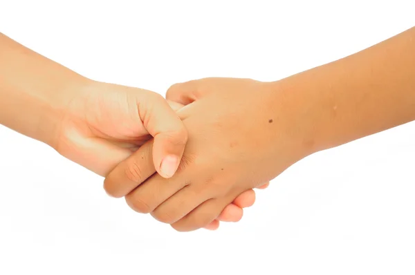 Shaking hands of boy and young — Stock Photo, Image