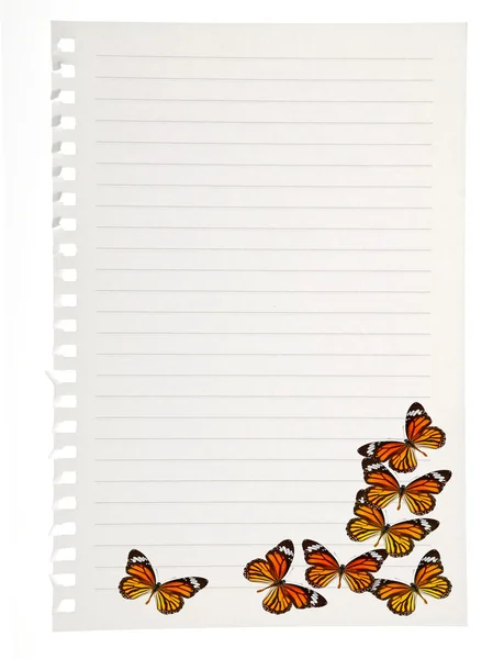 Caderno com borboleta — Fotografia de Stock