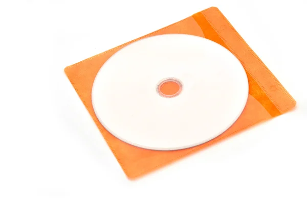 Cd in oranje plastic zak — Stockfoto