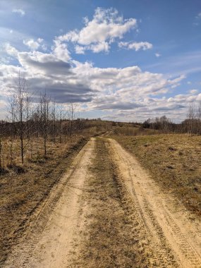Saint-Petersburg banliyölerinde güzel çakıl yolu.