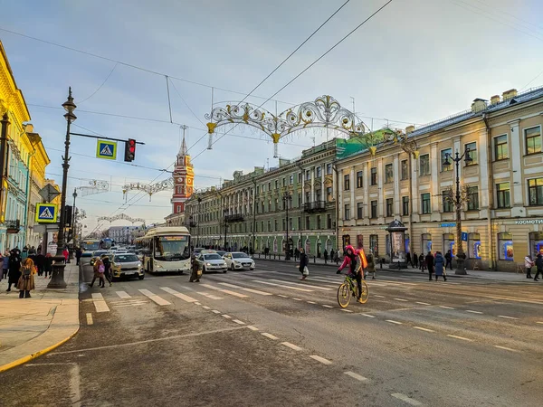 Saint Petersburg Russia Circa January 2021 Traffic Streets Saint Petersburg — Stock Photo, Image