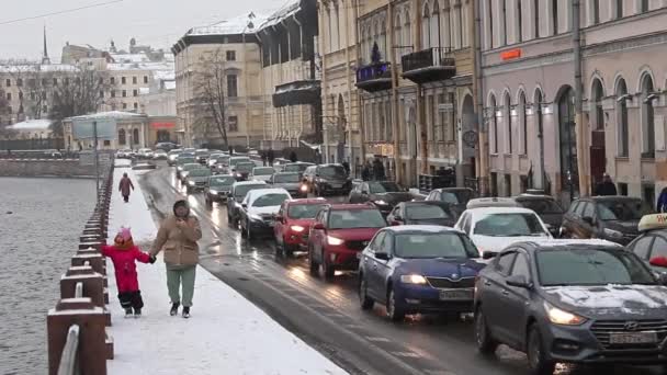 Saint Petersburg Russia Circa November 2021 Road Traffic Streets Saint — Stock Video