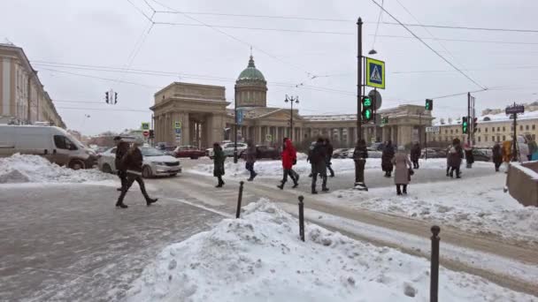 Saint Petersburg Russia Circa December 2021 Road Traffic Streets Saint — Stock Video
