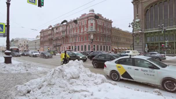 Saint Petersburg Russia Circa December 2021 Road Traffic Streets Saint — 图库视频影像