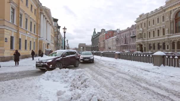 Saint Petersburg Rusya Aralık 2021 Şiddetli Kar Yağışı Sonrasında Saint — Stok video