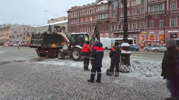 Санкт Петербург Россия Около Декабря 2021 Года Муниципальная Техника Работе — стоковое видео