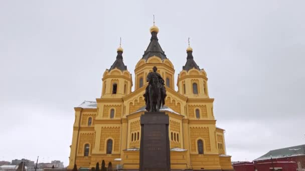 Nischni Nowgorod Russland November 2021 Blick Auf Die Kathedrale Des — Stockvideo