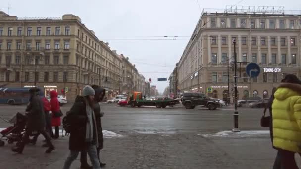 Sankt Petersburg Russland Etwa November 2021 Straßenverkehr Auf Den Straßen — Stockvideo