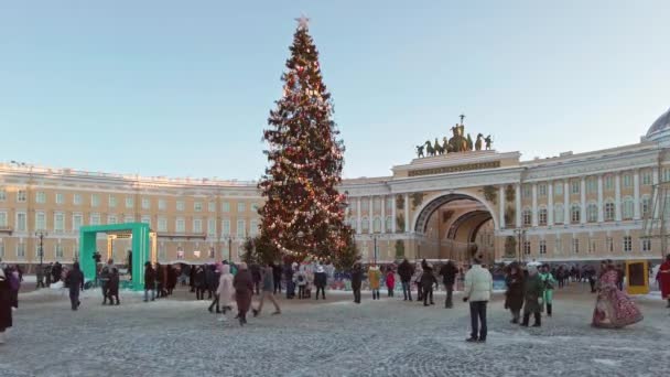 San Petersburgo Rusia Circa Diciembre 2021 Árbol Año Nuevo Plaza — Vídeo de stock