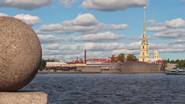 Sankt Petersburg Ryssland Cirka September 2021 Utsikt Över Båtar Och — Stockvideo