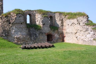 Bauska kale kalıntıları ve eski toplar