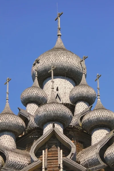 Dettagli delle cupole (Chiesa della Trasfigurazione). Kizhi Pogost in R — Foto Stock