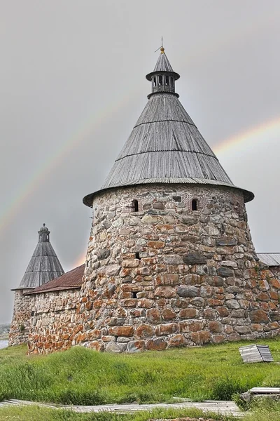 Solovetsky Monastery. Solovki fortress wall with towers — Stock Photo, Image