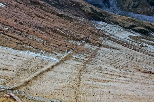 Péninsule Kamtchatka Russie Septembre 2019 Ascension Des Touristes Volcan Mutnovsky — Photo