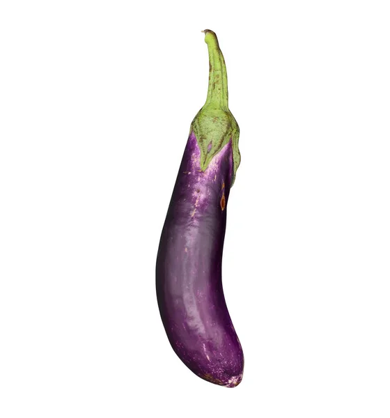Purple Eggplant Aubergine Isolated White Background Selective Focus — Fotografia de Stock