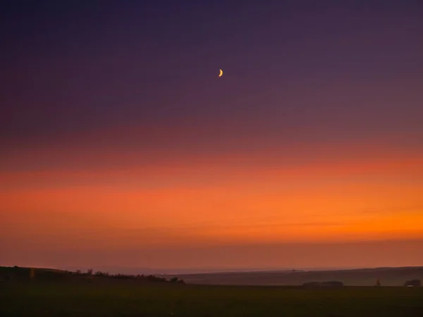 Lune Sur Ciel Nocturne Dégradé Couleurs Fond Naturel — Photo