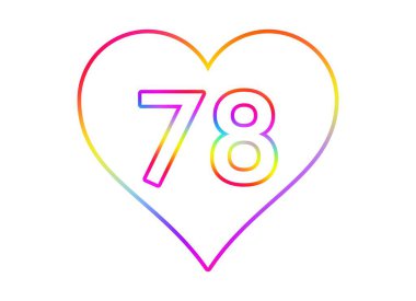 78 numara, gökkuşağı renginde beyaz bir kalbe dönüşüyor..