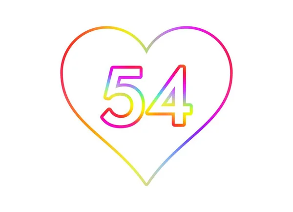 Numero Cuore Bianco Con Contorno Colore Arcobaleno — Foto Stock