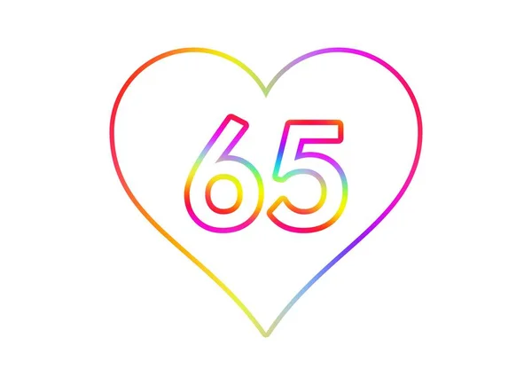 Numero Cuore Bianco Con Contorno Colore Arcobaleno — Foto Stock