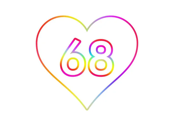 Numero Cuore Bianco Con Contorno Colore Arcobaleno — Foto Stock