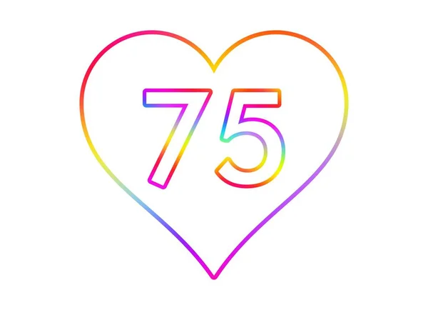 七十五号变成了一颗有着彩虹色轮廓的白心 — 图库照片