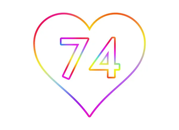 Nummer Een Wit Hart Met Regenboogkleur Omtrek — Stockfoto