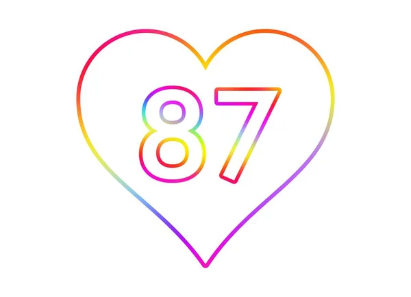 87号进入一个有着彩虹色轮廓的白心 — 图库照片