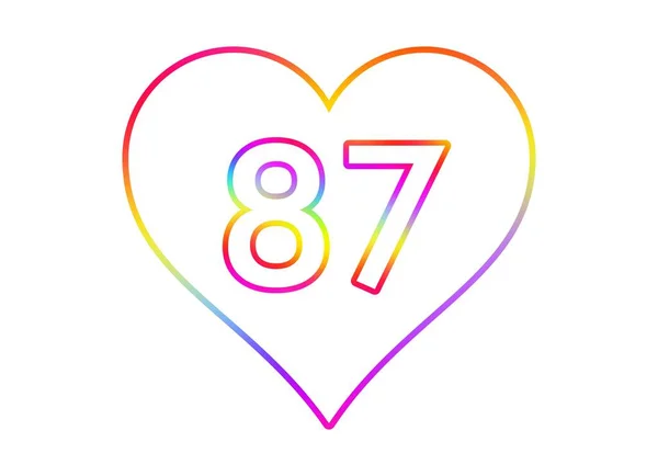 Numero Cuore Bianco Con Contorno Colore Arcobaleno — Foto Stock