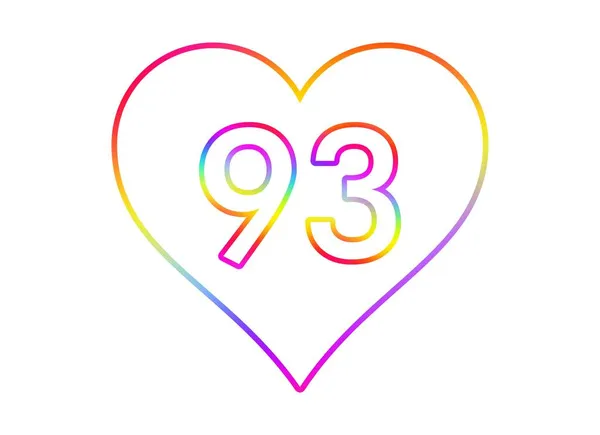 Numero Cuore Bianco Con Contorno Colore Arcobaleno — Foto Stock