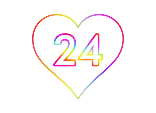 Number White Heart Rainbow Color Outline — Stock Photo, Image