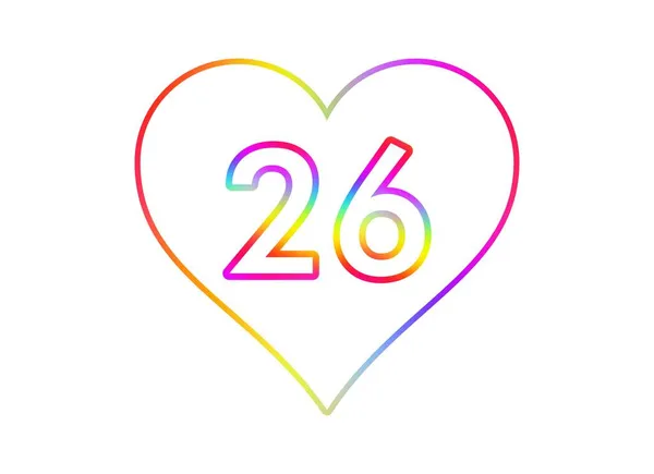 Number White Heart Rainbow Color Outline — Stock Photo, Image