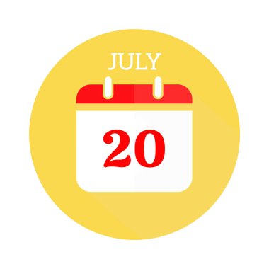 Kırmızı sayılı 20 Temmuz takvim simgesi