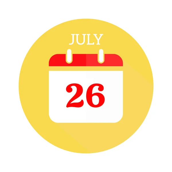 July Calendar Flat Icon Red Numbers — Foto Stock