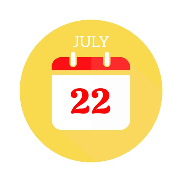 Temmuz Takviminde Kırmızı Sayılı Düz Simge — Stok fotoğraf