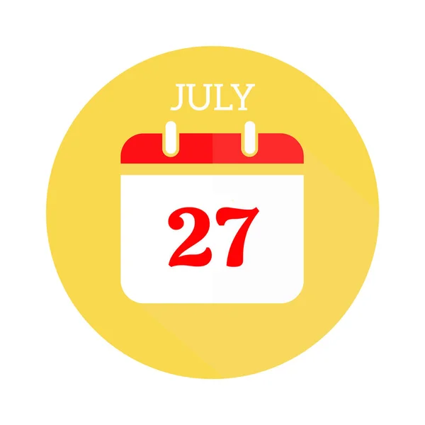 July Calendar Flat Icon Red Numbers — Foto Stock