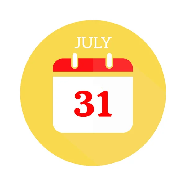 July 31 calendar flat icon with red numbers