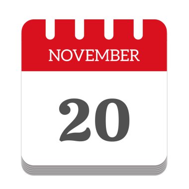 November 20 calendar flat icon