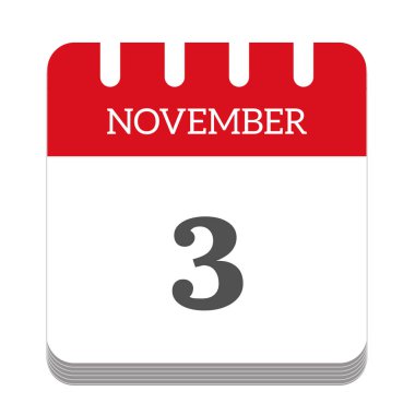 November 3 calendar flat icon