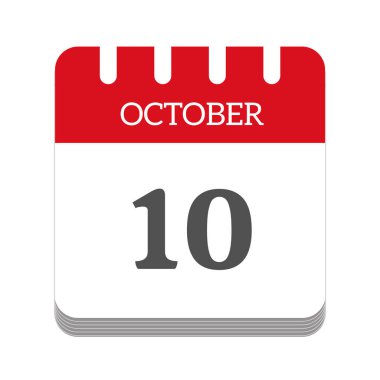 October 10 calendar flat icon