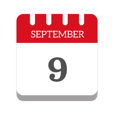 September 9 calendar flat icon
