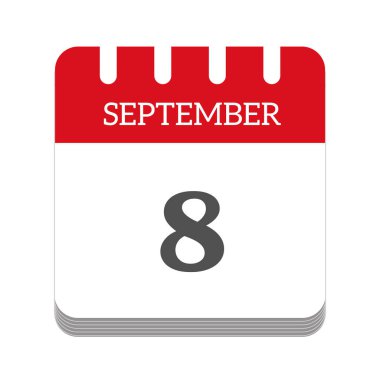 September 8 calendar flat icon