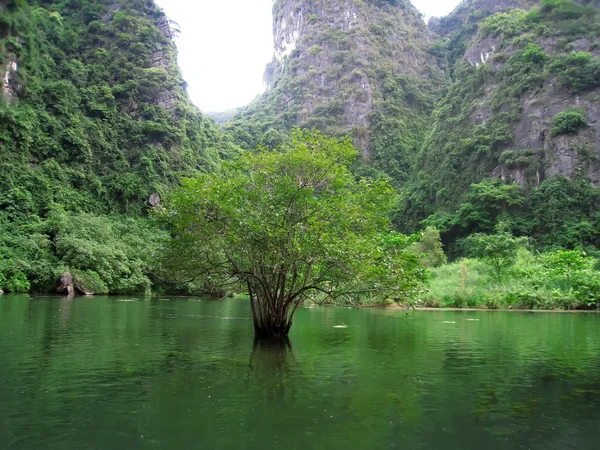 Landskap med moutain och river, Trang An, Ninh Binh, Vietnam — Stockfoto