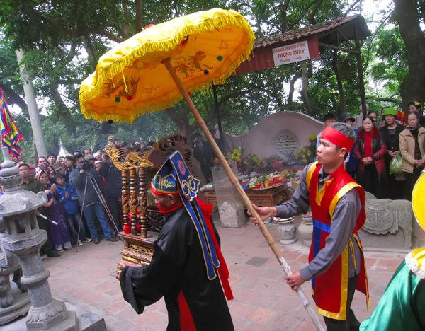 Groupe de personnes en costume traditionnel palanquin procession de h — Photo