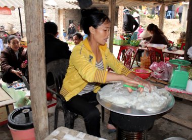 bir Pazar kırsal Vietnam