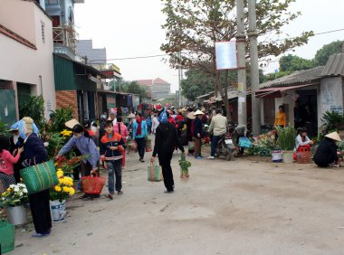 bir Pazar kırsal Vietnam