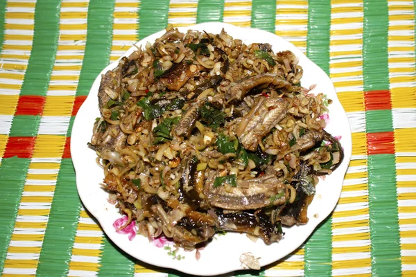 Belut goreng piring lemongrass, cabai Asia — Stok Foto