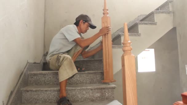 Carpenter working in the carpentry workshop — Stock Video